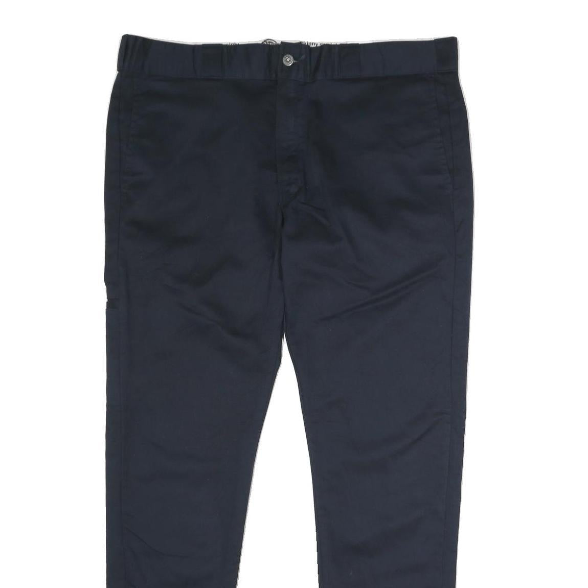 DICKIES Mens Polyester Blend Navy Slim Straight Trousers W38 L32 Workwear