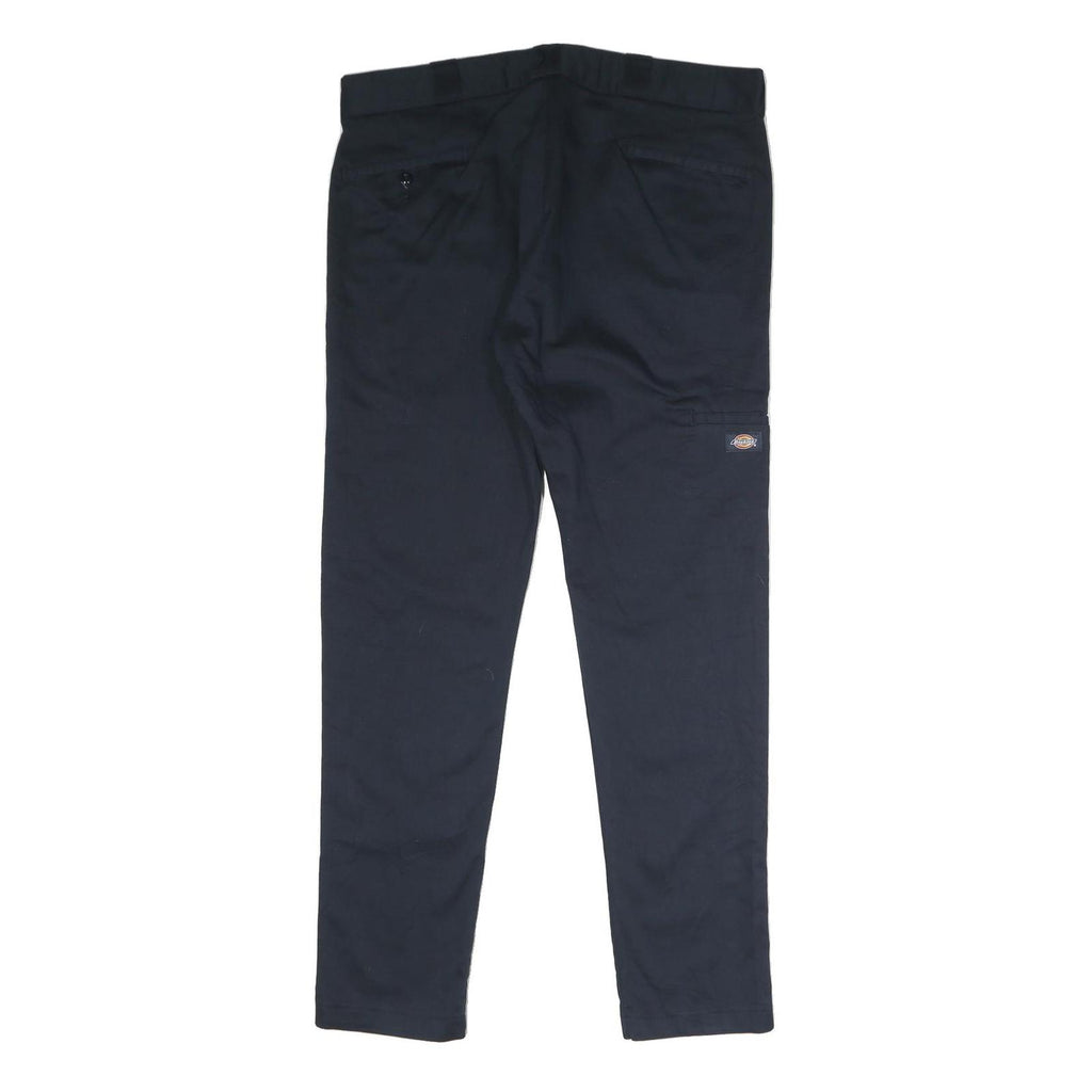 DICKIES Mens Polyester Blend Navy Slim Straight Trousers W38 L32 Workwear