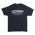 CHAMPION Mens Blue UCONN School Of Business Graphic T-Shirt L Short Sleeve Crew