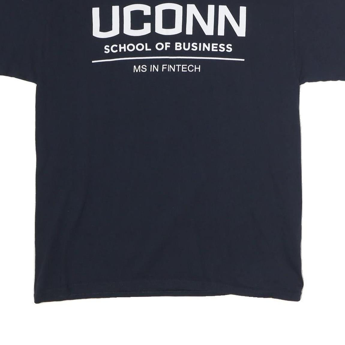 CHAMPION Mens Blue UCONN School Of Business Graphic T-Shirt L Short Sleeve Crew