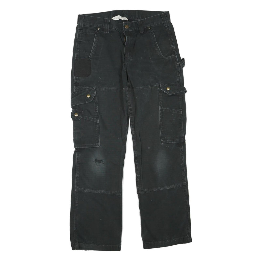 CARHARTT Womens Cotton Blend Black Regular Cargo Trousers W32 L30 Durable