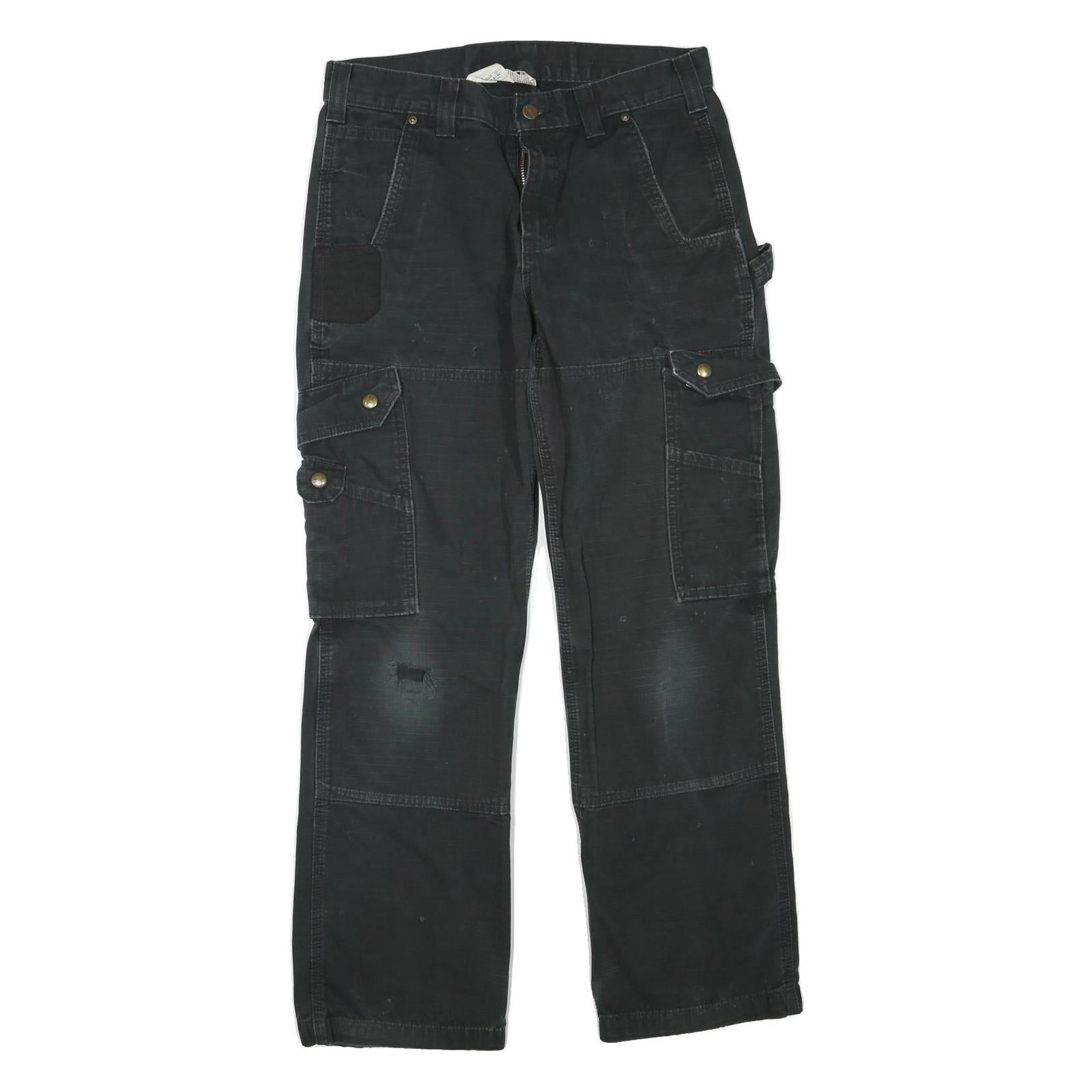 CARHARTT Womens Cotton Blend Black Regular Cargo Trousers W32 L30 Durable