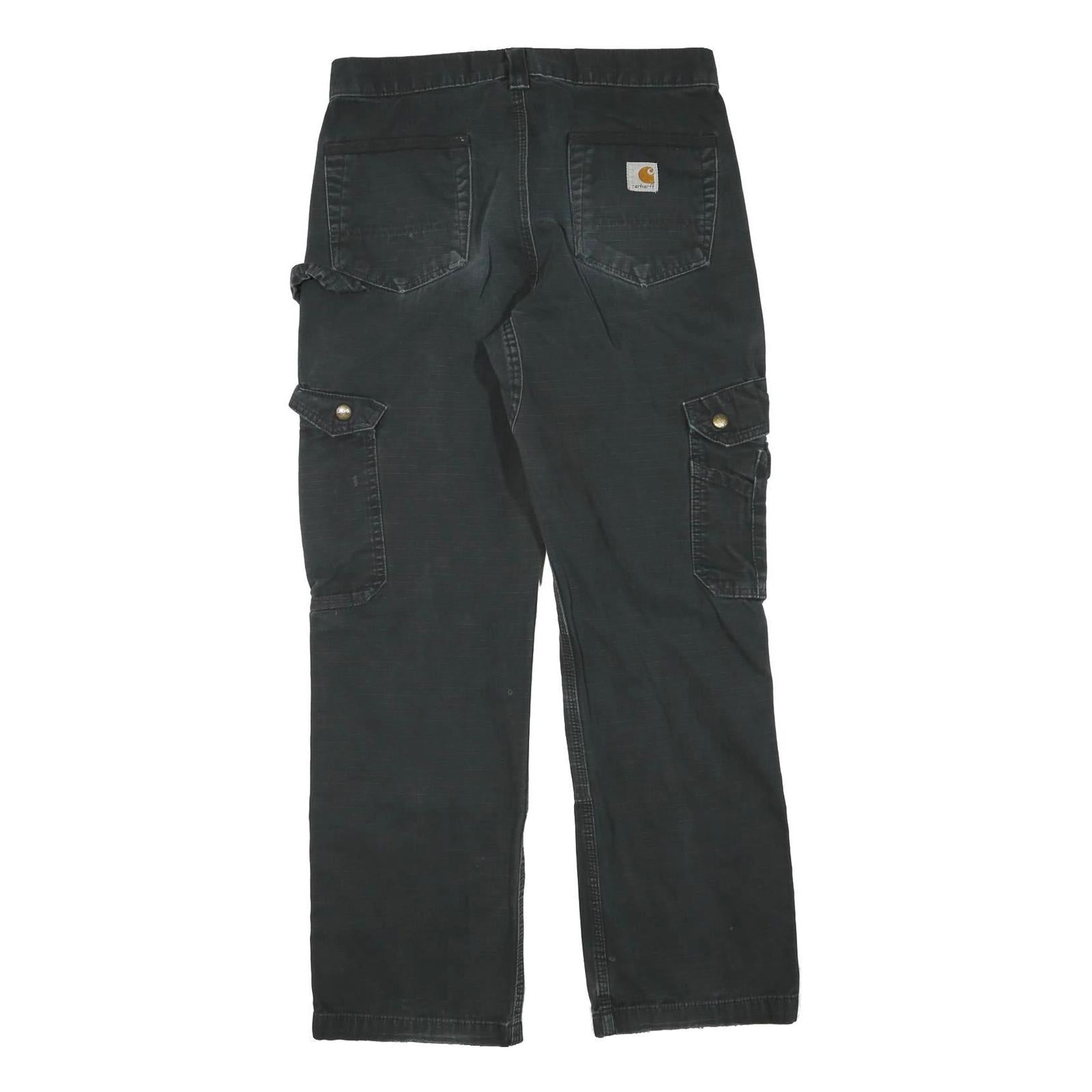 CARHARTT Womens Cotton Blend Black Regular Cargo Trousers W32 L30 Durable