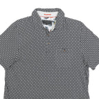 TED BAKER Mens Black & White Geometric Short Sleeve Polo Shirt L Cotton Blend