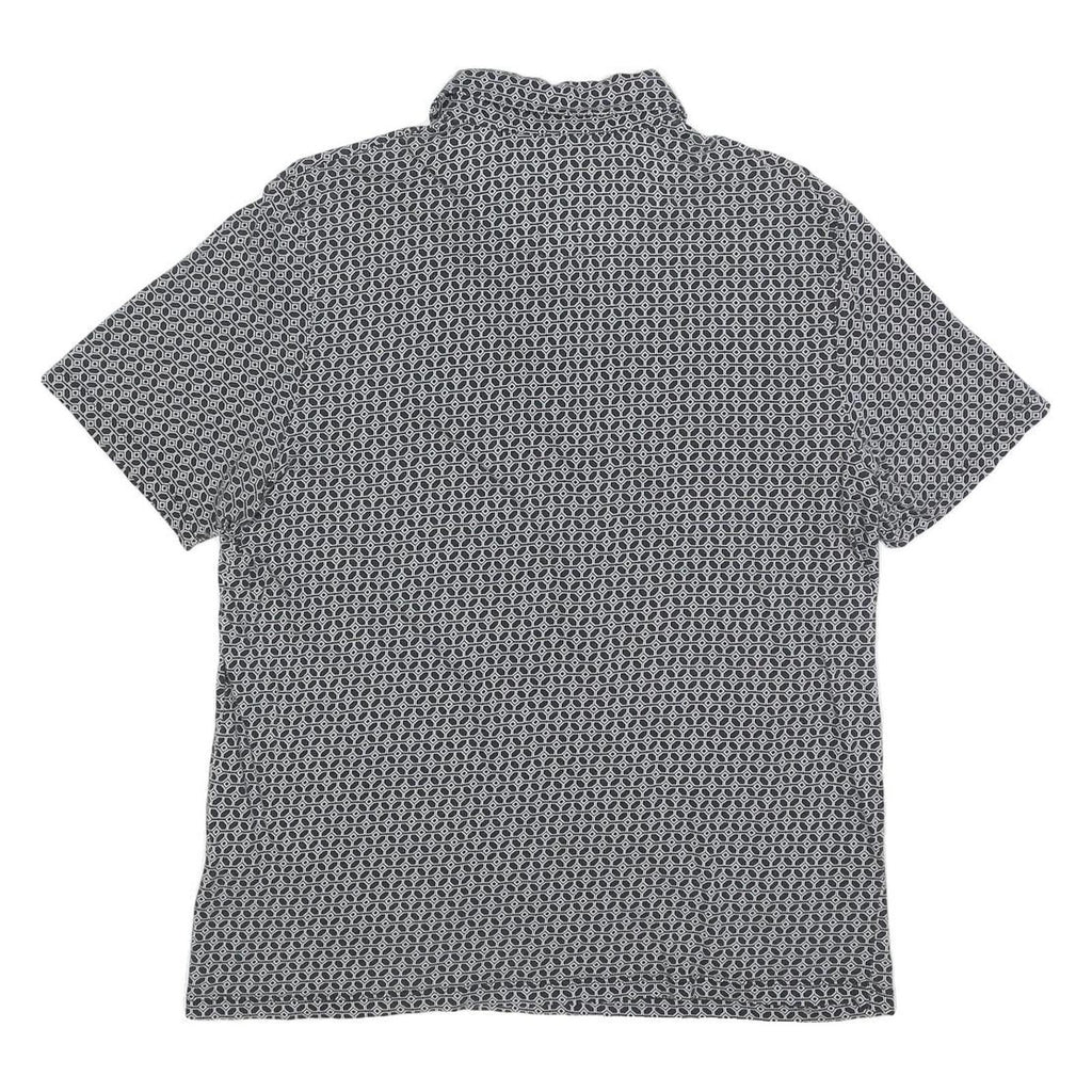 TED BAKER Mens Black & White Geometric Short Sleeve Polo Shirt L Cotton Blend