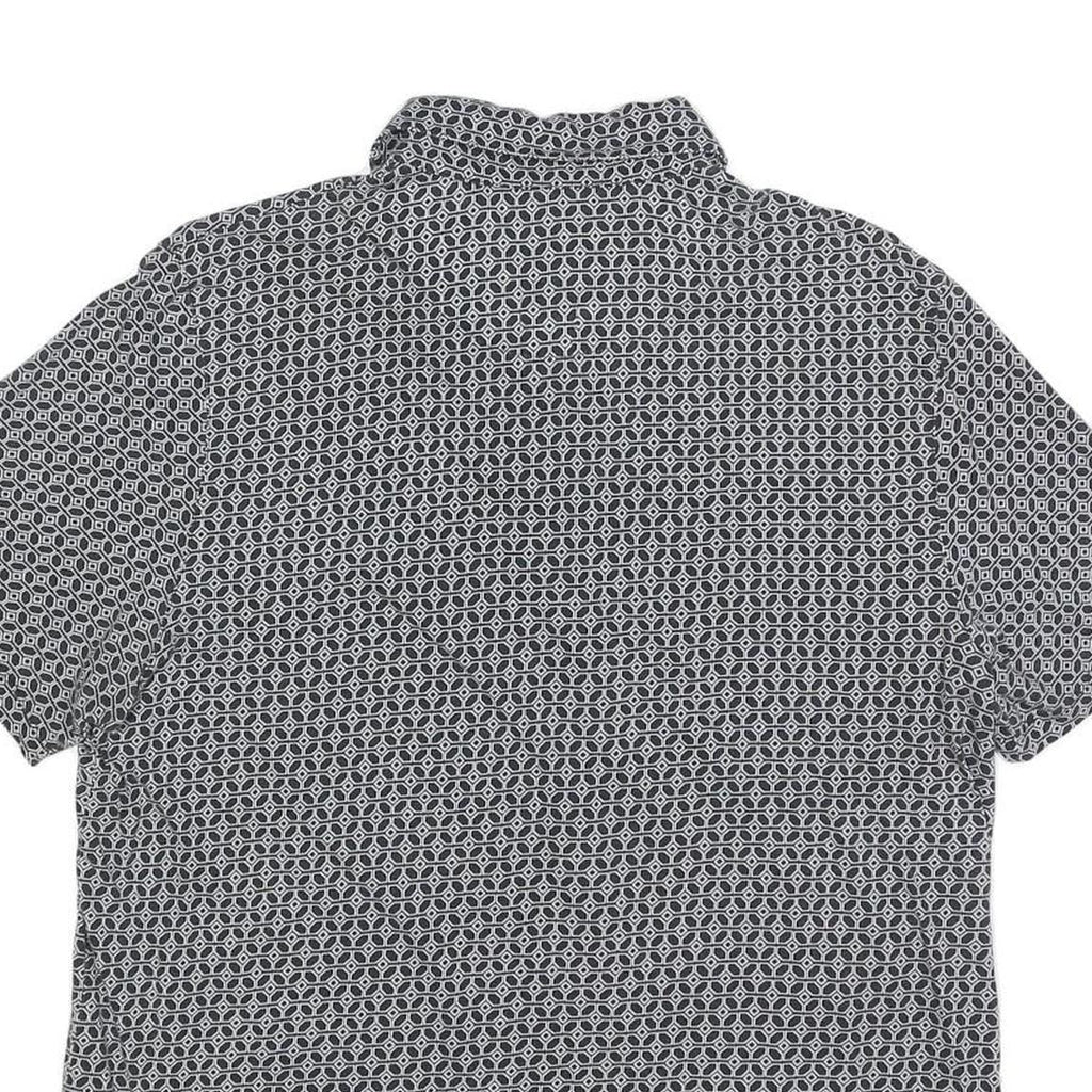 TED BAKER Mens Black & White Geometric Short Sleeve Polo Shirt L Cotton Blend