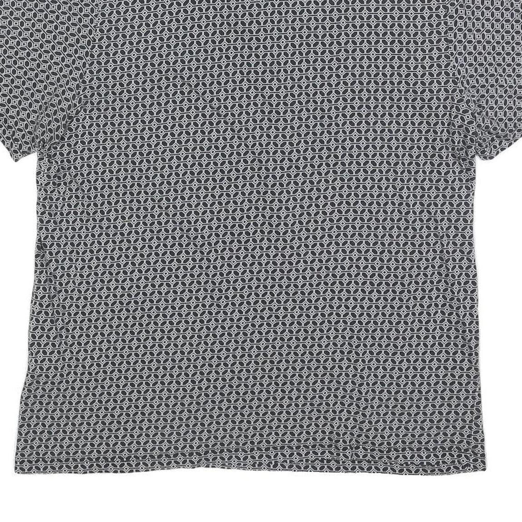 TED BAKER Mens Black & White Geometric Short Sleeve Polo Shirt L Cotton Blend