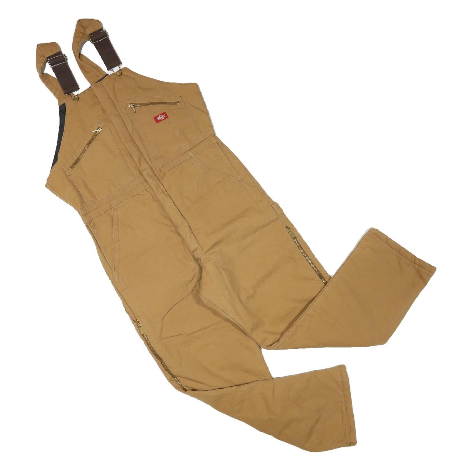 DICKIES Womens Brown Straight Fit Canvas Dungarees Relaxed M W36 L30 Practical
