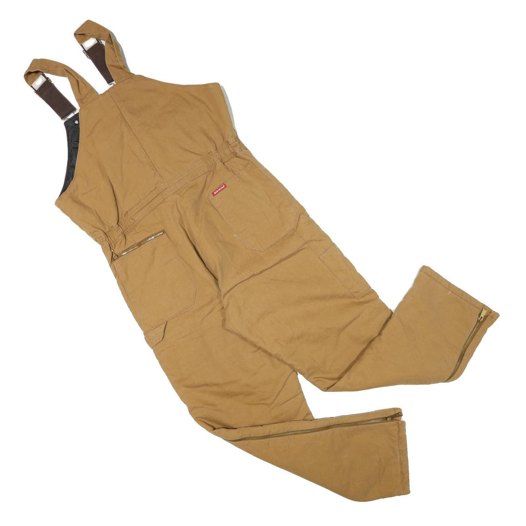 DICKIES Womens Brown Straight Fit Canvas Dungarees Relaxed M W36 L30 Practical