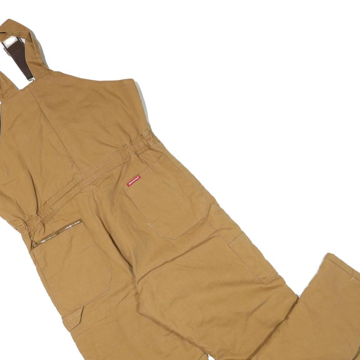 DICKIES Womens Brown Straight Fit Canvas Dungarees Relaxed M W36 L30 Practical