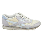 REEBOK Womens Classic Nylon Lace-Up Trainers Beige & Blue Synthetic UK 4.5