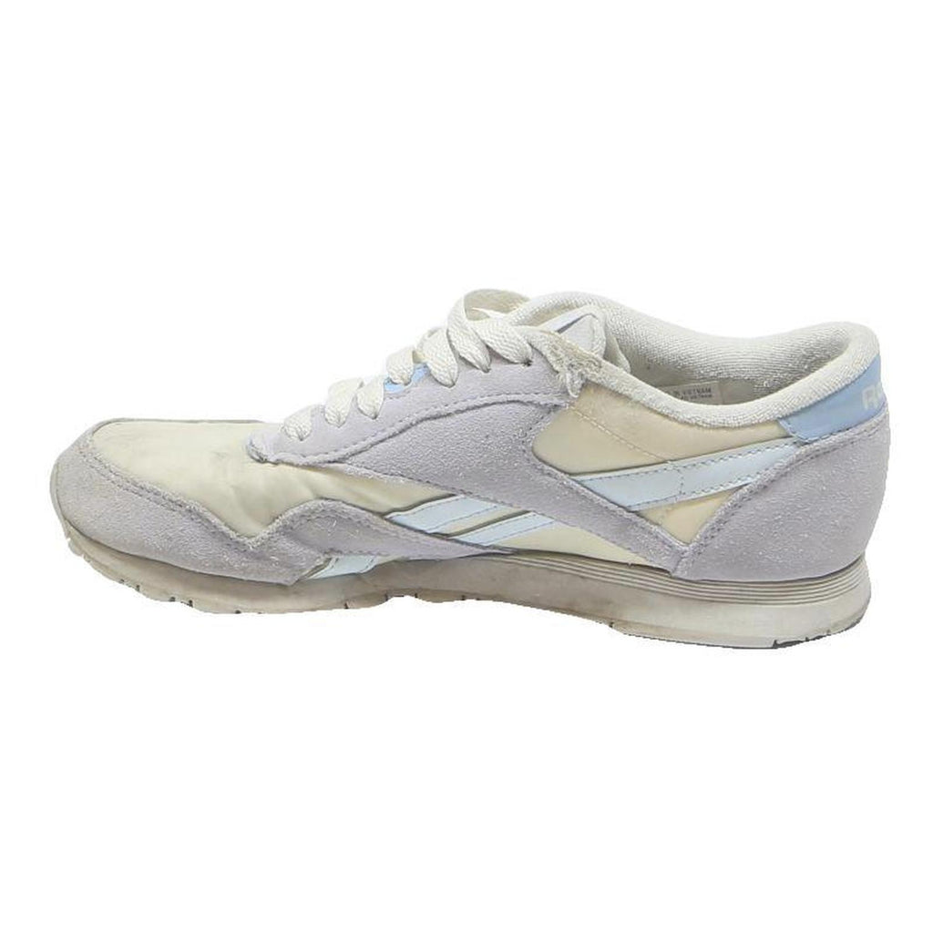 REEBOK Womens Classic Nylon Lace-Up Trainers Beige & Blue Synthetic UK 4.5