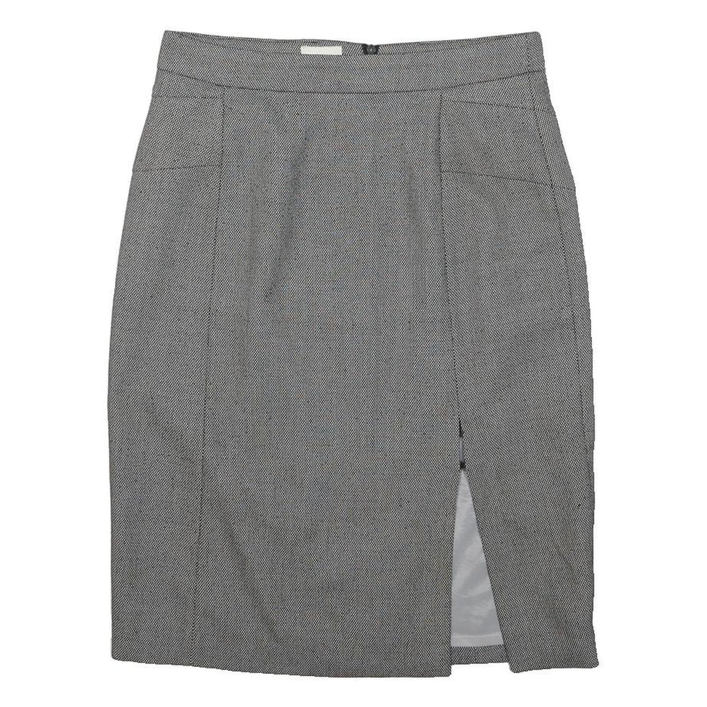 REISS Womens Grey Pencil Knee Length Cotton Blend Skirt Size M Smart Workwear