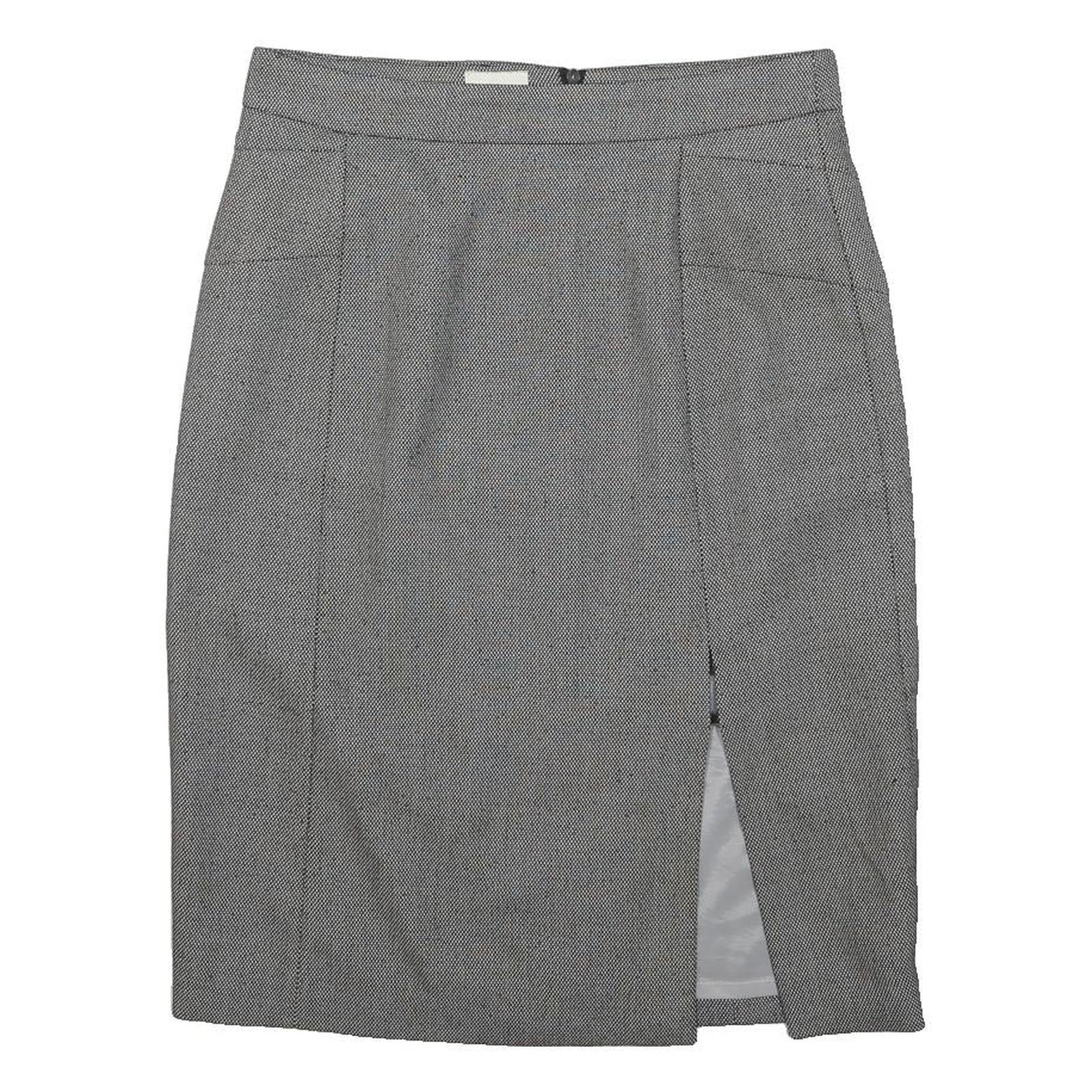 REISS Womens Grey Pencil Knee Length Cotton Blend Skirt Size M Smart Workwear