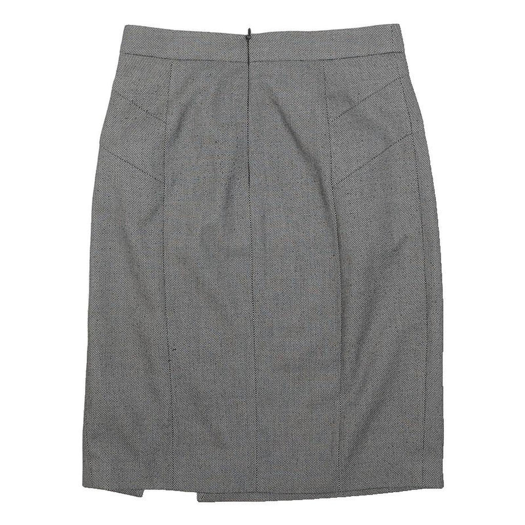REISS Womens Grey Pencil Knee Length Cotton Blend Skirt Size M Smart Workwear