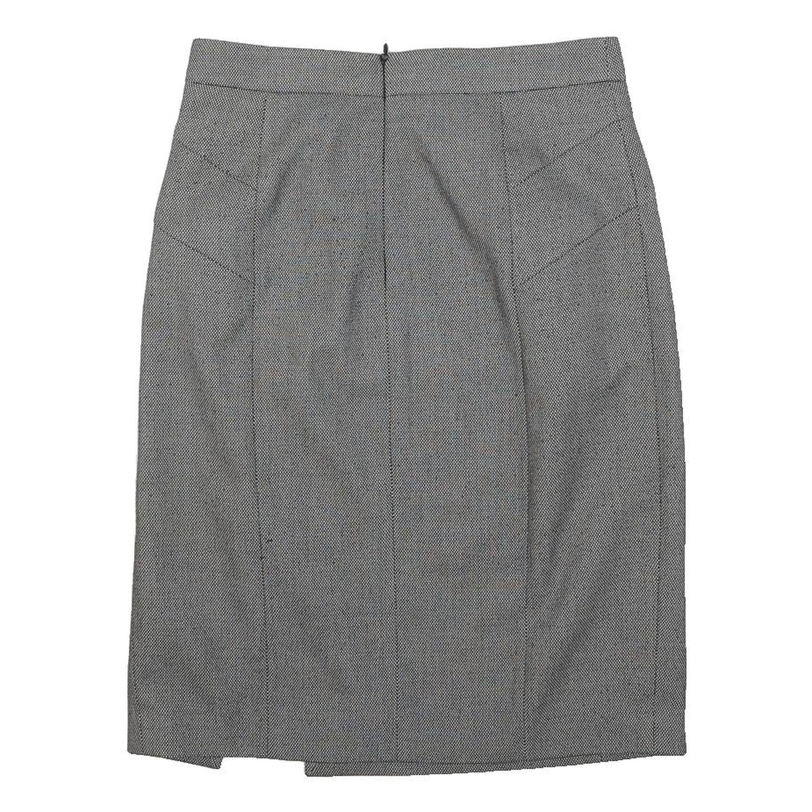 REISS Womens Grey Pencil Knee Length Cotton Blend Skirt Size M Smart Workwear