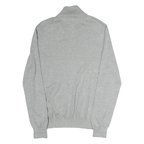 TOMMY HILFIGER Mens Grey Cotton Plain Full Zip Jumper Crew Neck Knit S