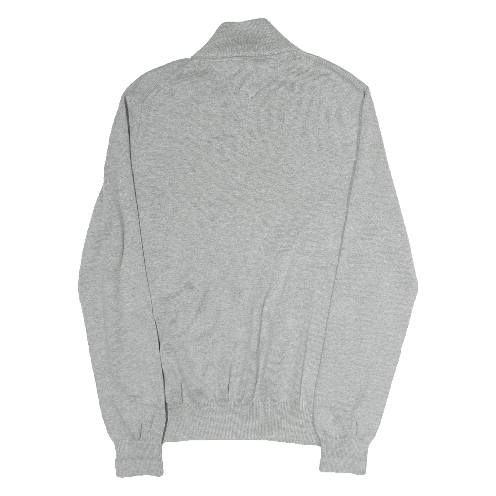 TOMMY HILFIGER Mens Grey Cotton Plain Full Zip Jumper Crew Neck Knit S