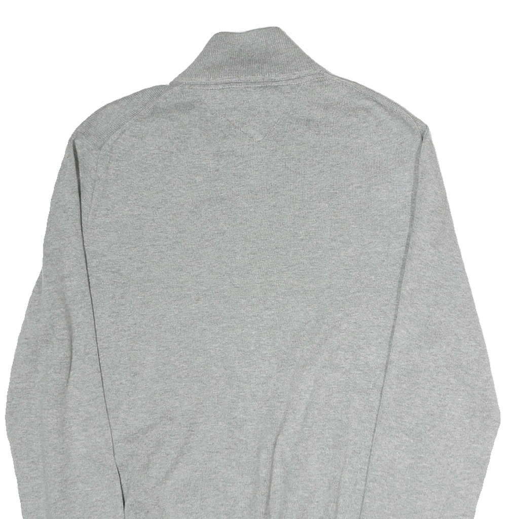 TOMMY HILFIGER Mens Grey Cotton Plain Full Zip Jumper Crew Neck Knit S