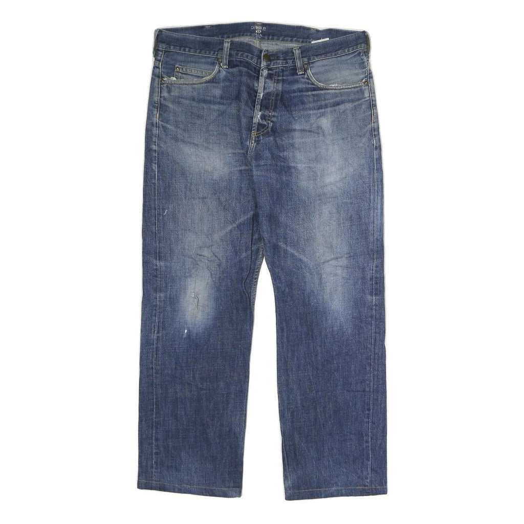 CARHARTT WIP Mens Blue Regular Fit Straight Denim Medium Wash W36 L27 Casual Zip