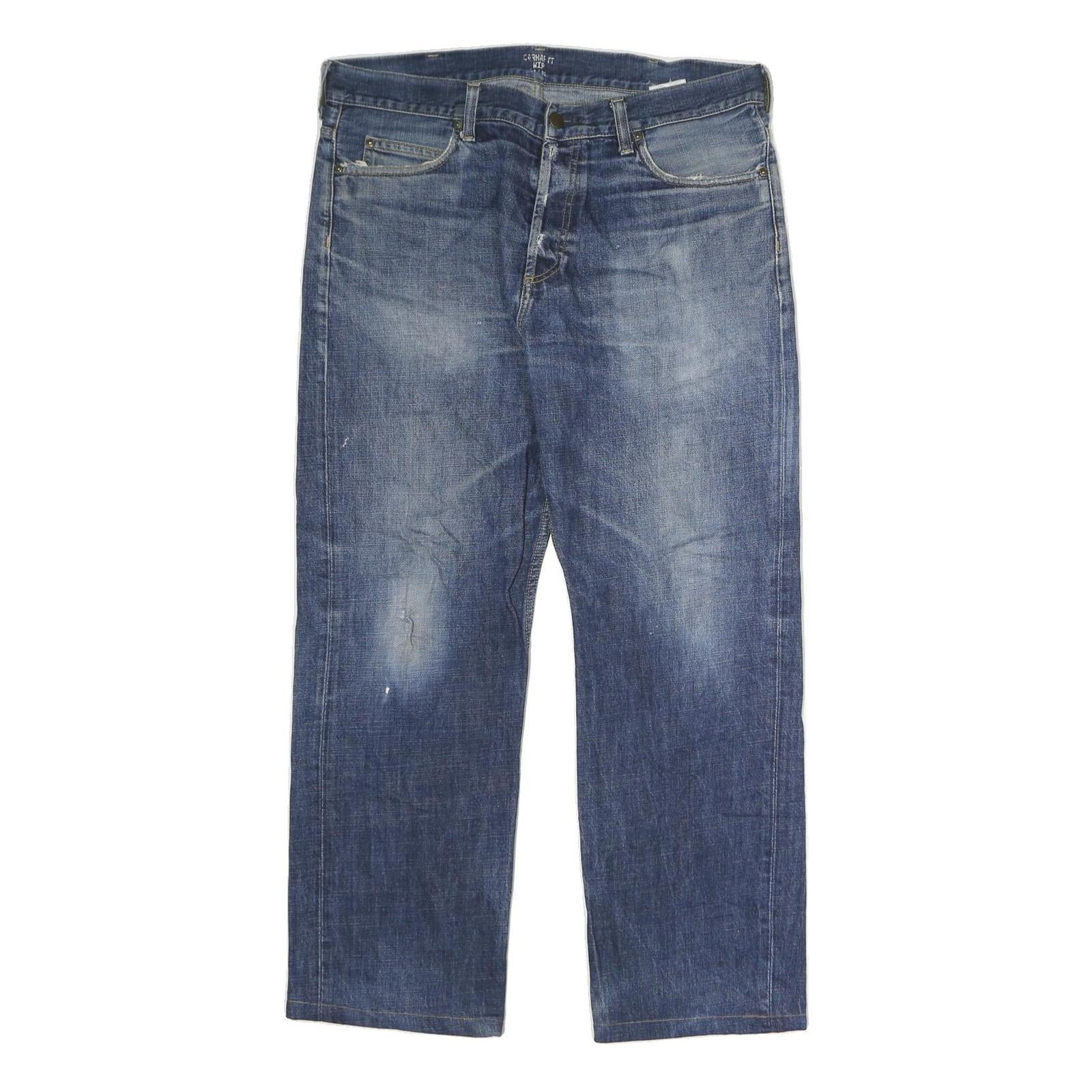 CARHARTT WIP Mens Blue Regular Fit Straight Denim Medium Wash W36 L27 Casual Zip