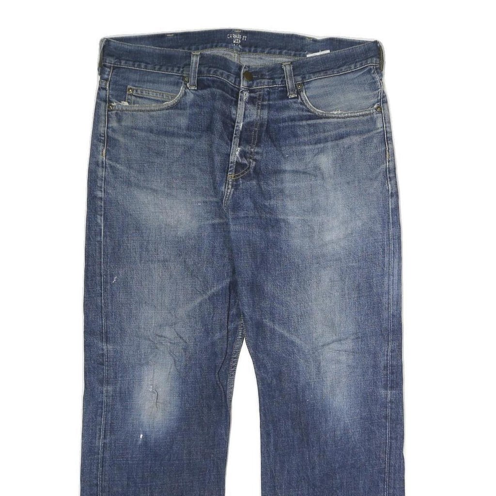 CARHARTT WIP Mens Blue Regular Fit Straight Denim Medium Wash W36 L27 Casual Zip