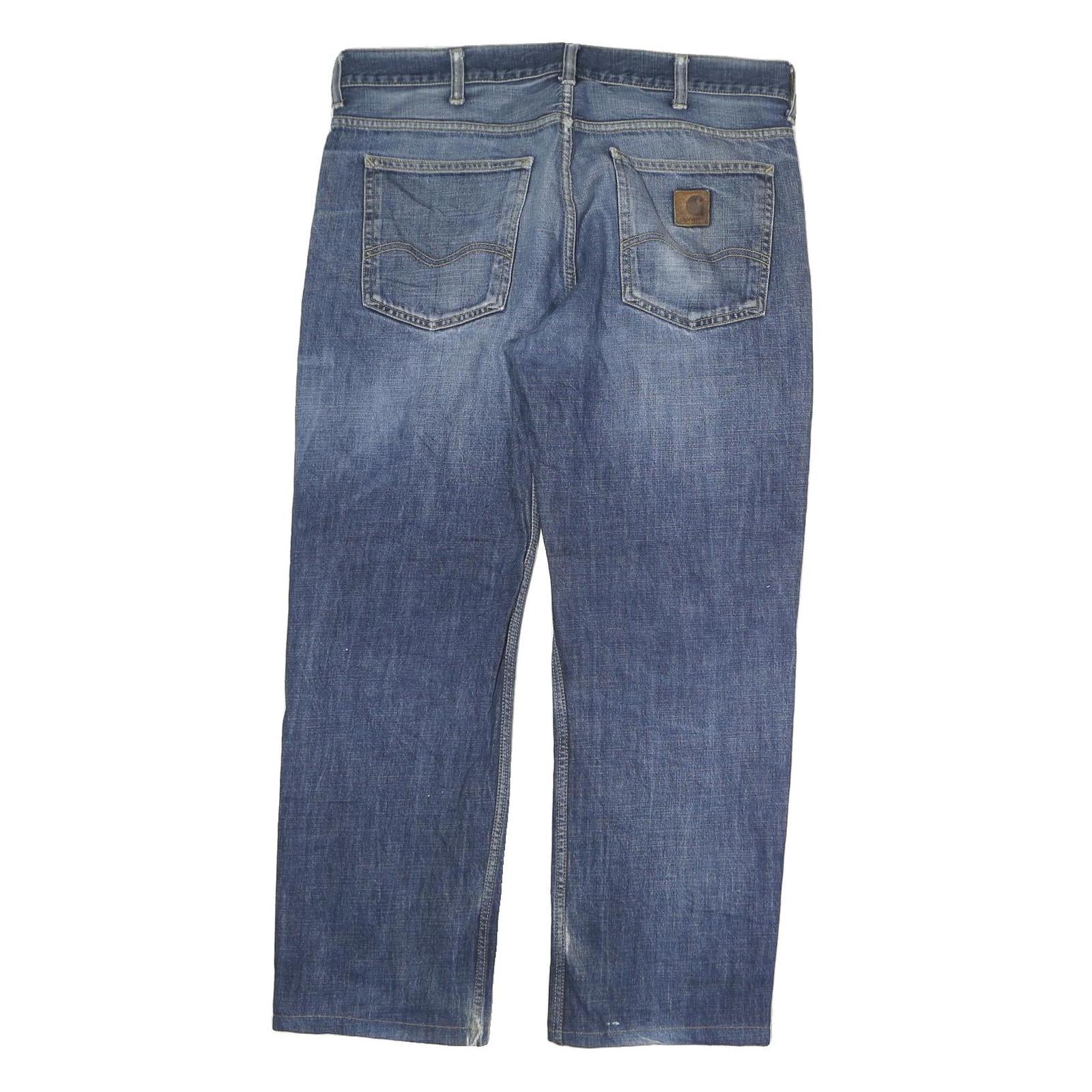 CARHARTT WIP Mens Blue Regular Fit Straight Denim Medium Wash W36 L27 Casual Zip