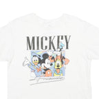 DISNEY Mens White Mickey And Friends Graphic T-Shirt L Crew Neck Short Sleeve