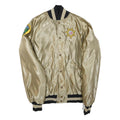 BUTWIN Mens Beige & Black Satin Bomber Jacket S Polyester Blend Button Closure