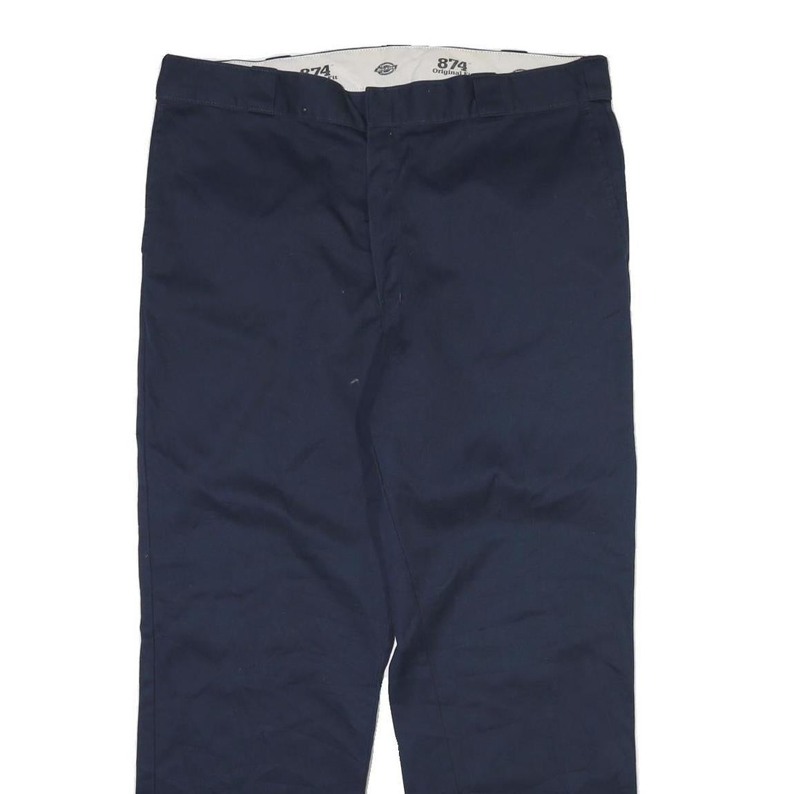 DICKIES Mens Cotton Blend Navy Blue Regular Fit Straight Leg Trousers W40 L32