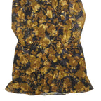 WHISTLES Womens Black & Gold Floral Day Dress Polyester Blend Long Sleeve Midi