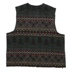 WOOLRICH Womens Green Brown Patterned Jumper V-Neck Chunky Knit XL Warm Wool