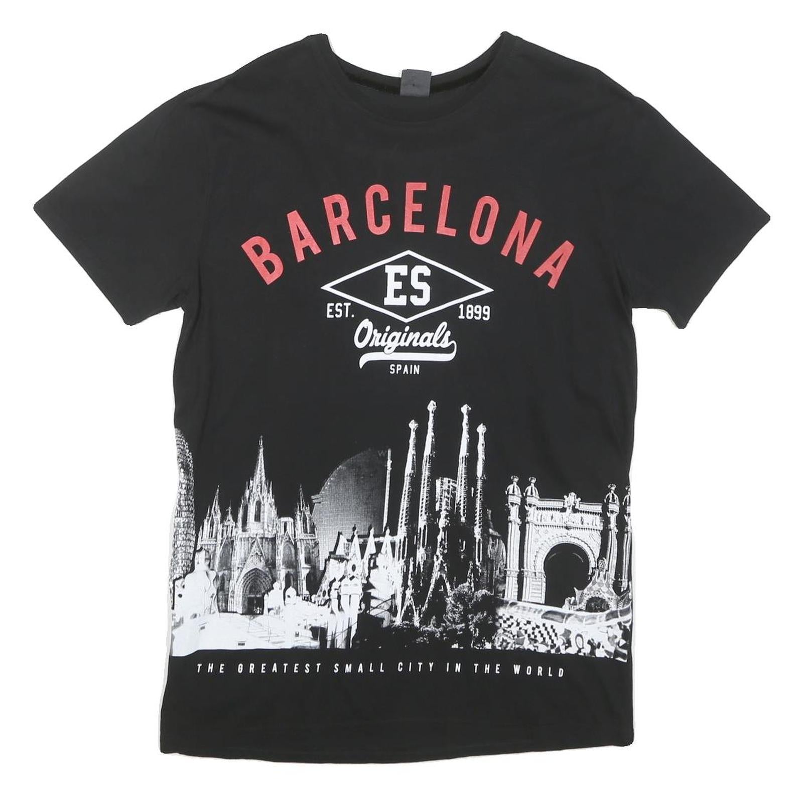 BARCELONA DESIGNS Mens Black XL Graphic T-Shirt Short Sleeve Crew Neck Cotton