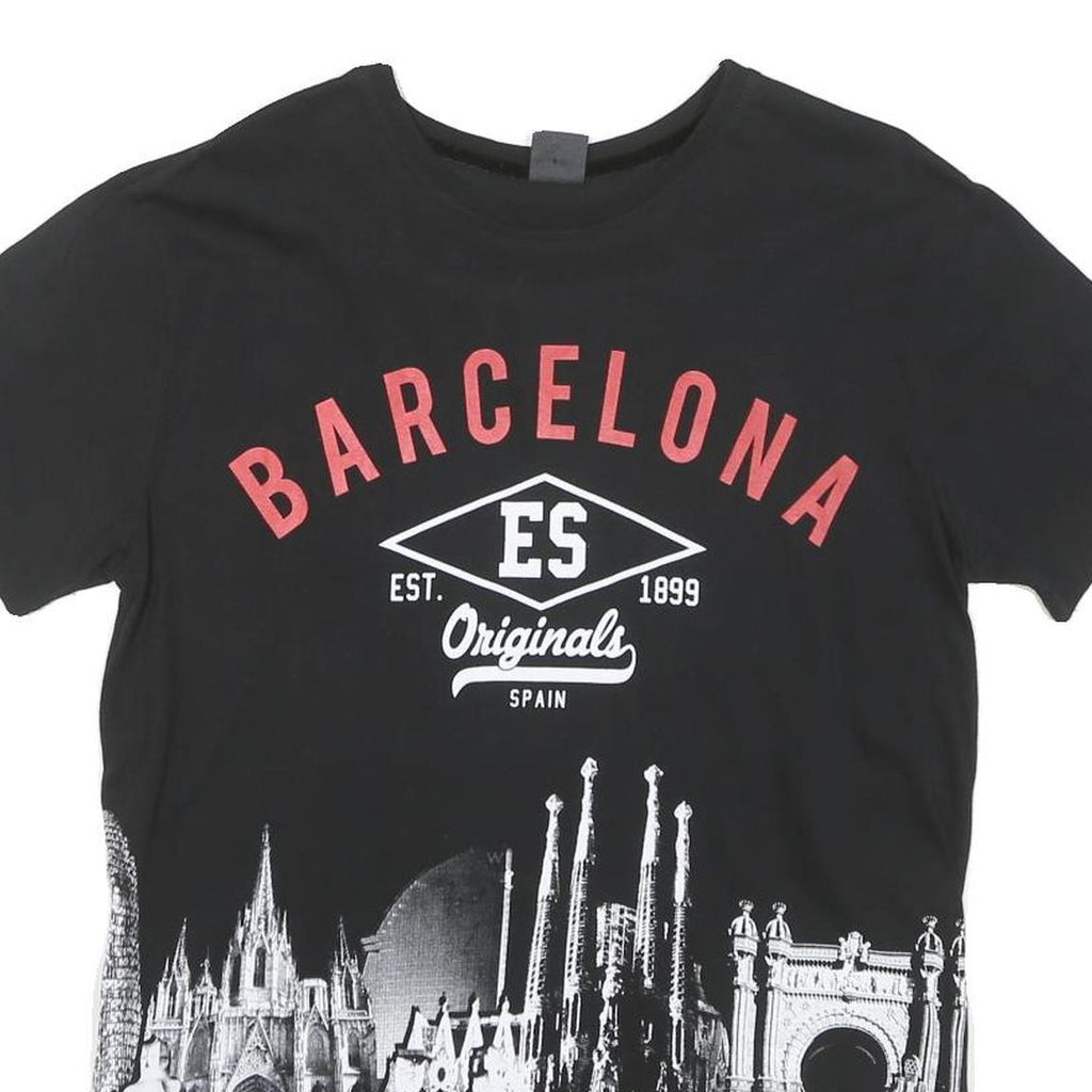 BARCELONA DESIGNS Mens Black XL Graphic T-Shirt Short Sleeve Crew Neck Cotton