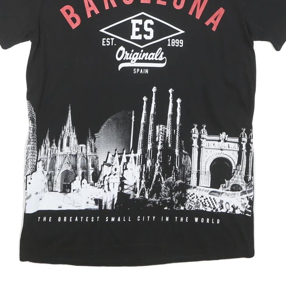 BARCELONA DESIGNS Mens Black XL Graphic T-Shirt Short Sleeve Crew Neck Cotton