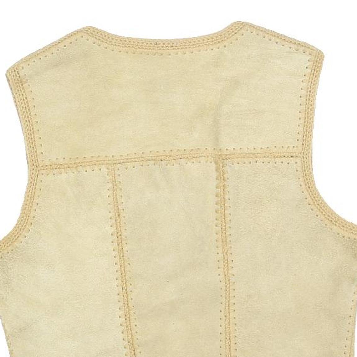 C&A Womens Beige Button Polyester Waistcoat M Suede Effect Casual Stylish