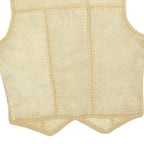 C&A Womens Beige Button Polyester Waistcoat M Suede Effect Casual Stylish