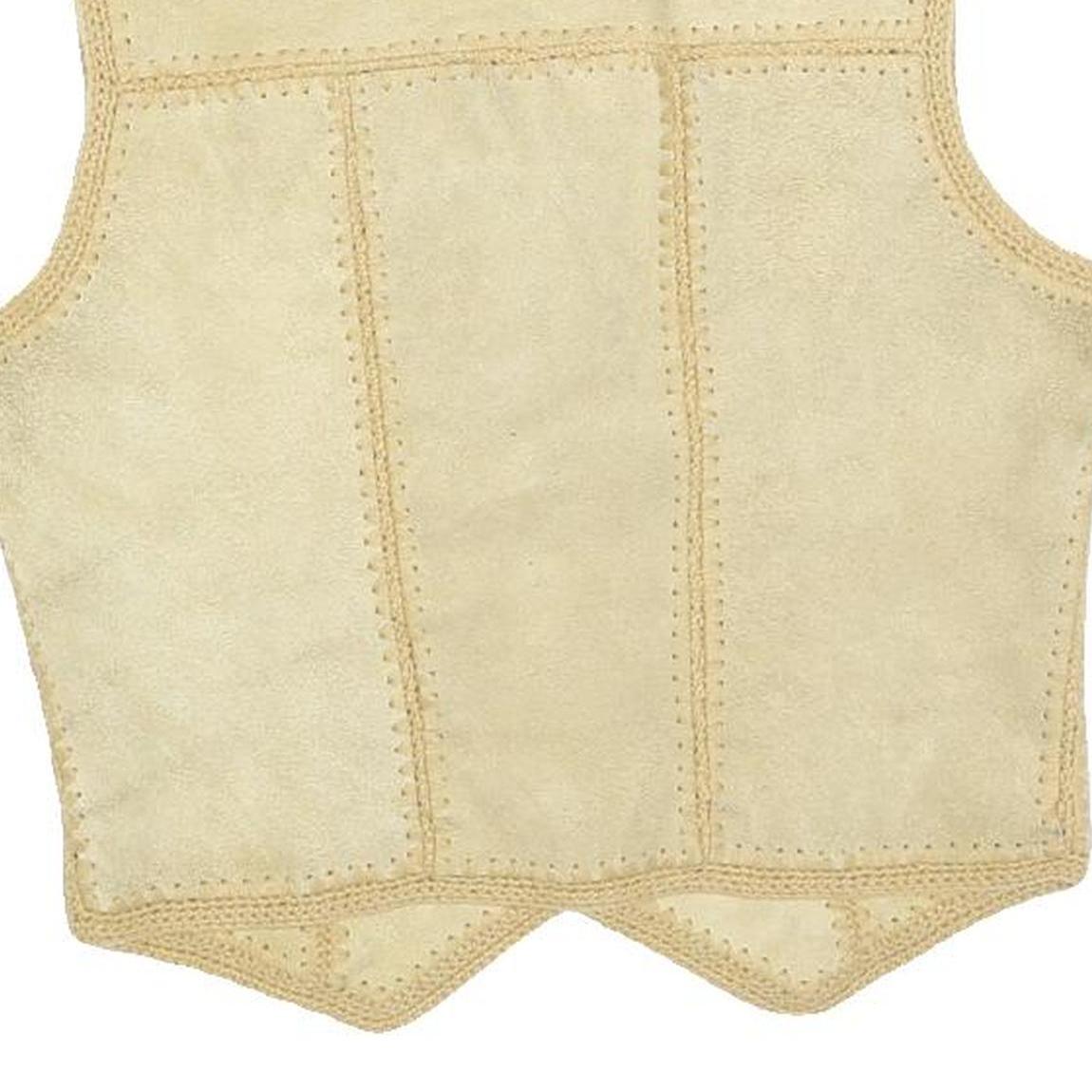 C&A Womens Beige Button Polyester Waistcoat M Suede Effect Casual Stylish