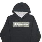CHAMPION Mens Black Pullover Hoodie S Camo Print Logo
