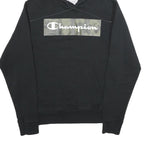 CHAMPION Mens Black Pullover Hoodie S Camo Print Logo