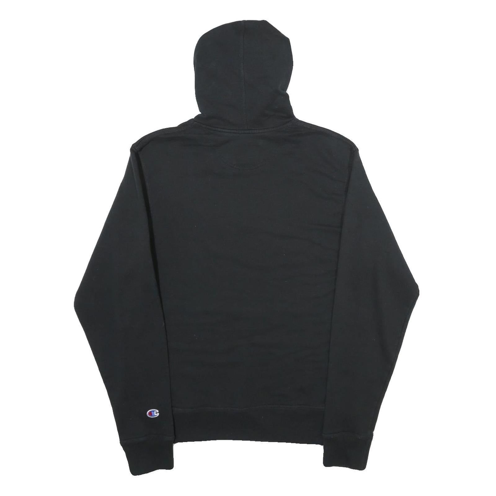 CHAMPION Mens Black Pullover Hoodie S Camo Print Logo