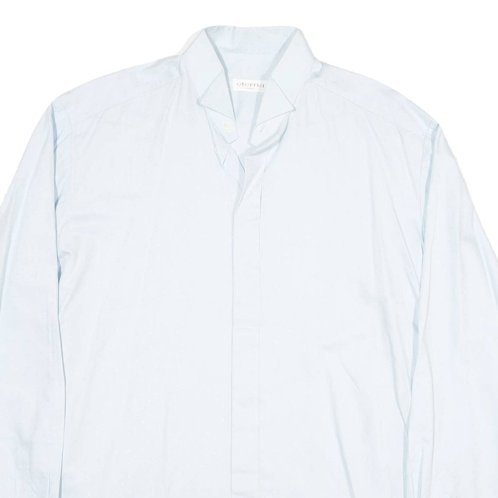 ETERNAL Mens Blue Shirt L Cotton Blend Long Sleeve Button Formal Classic Fit