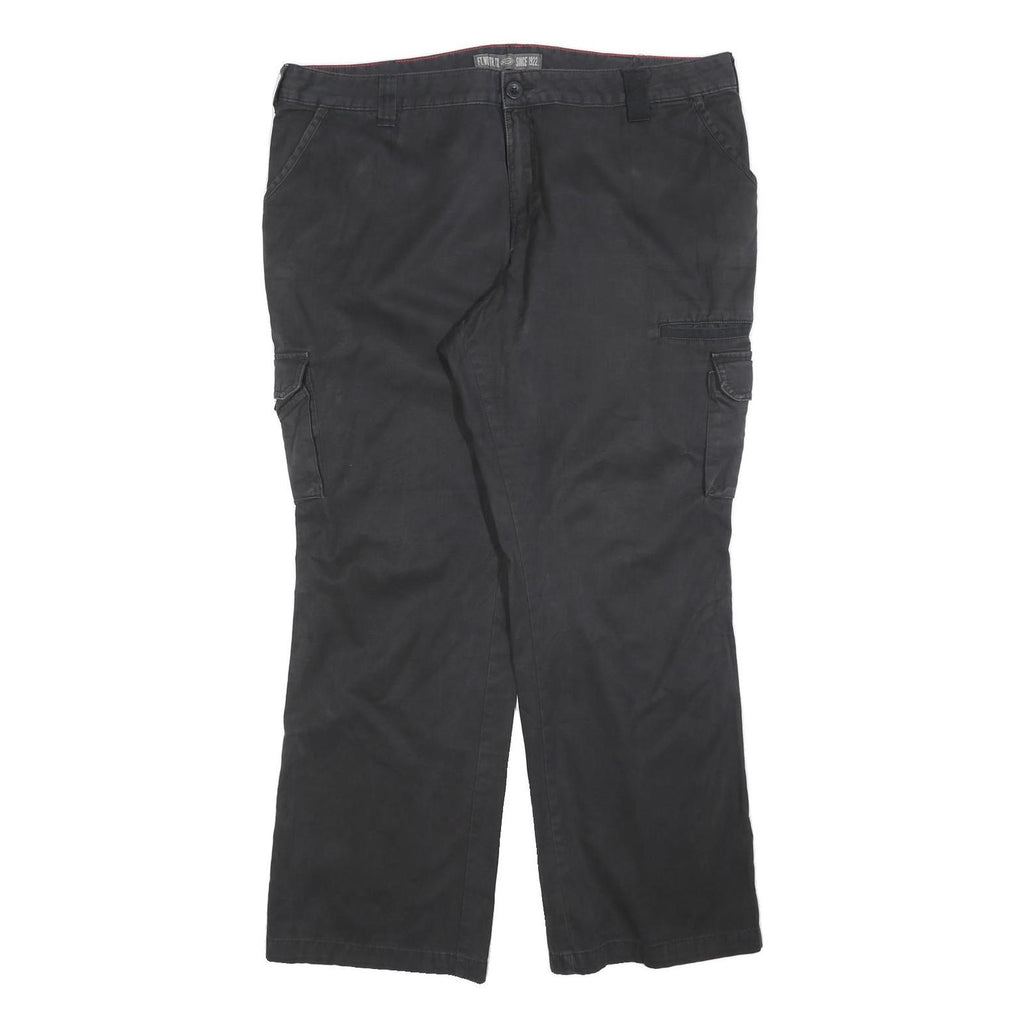 DICKIES Womens Black Cotton Blend Regular Cargo Trousers W42 L32 Utility Pockets