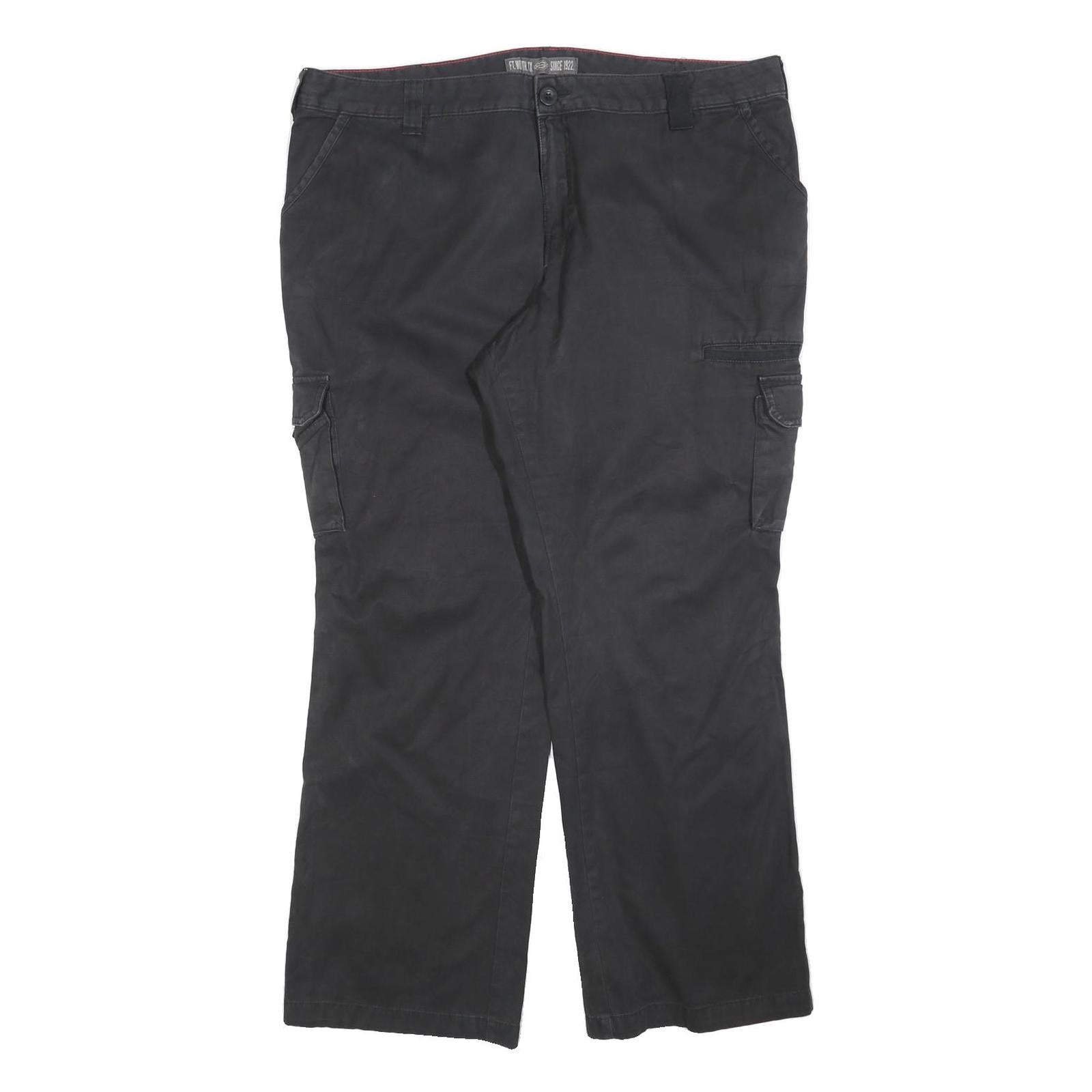 DICKIES Womens Black Cotton Blend Regular Cargo Trousers W42 L32 Utility Pockets