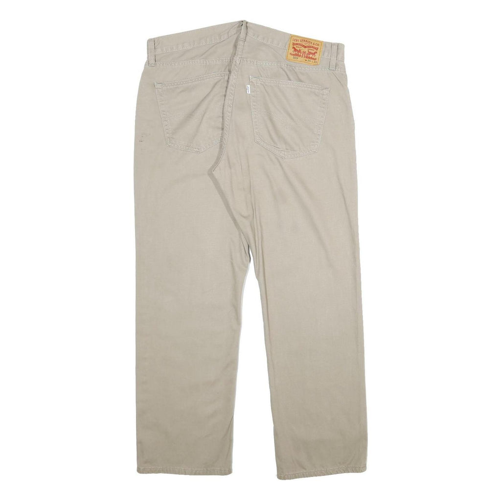 LEVI'S Mens Cotton Beige Loose Straight Trousers W36 L30 Casual Zip Closure