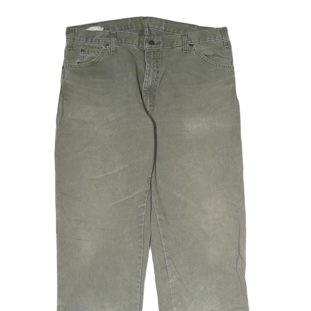 DICKIES Mens Jeans Olive Green Regular Straight Denim Fair W40 L34 Workwear Zip