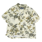 ISLAND TRADERS Womens Cream Floral Print Shirt Short Sleeve Collared XL Hawaiian