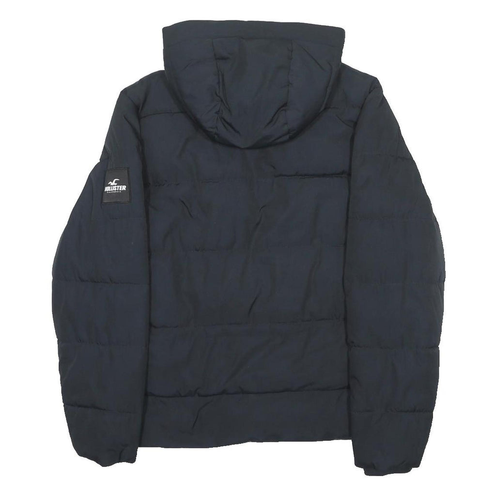 HOLLISTER Mens Black XL Puffer Jacket Polyester Zip Hooded Casual Outerwear