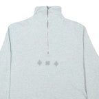 Womens Grey Cotton Blend Sweatshirt High Neck S Embroidered Design Pullover