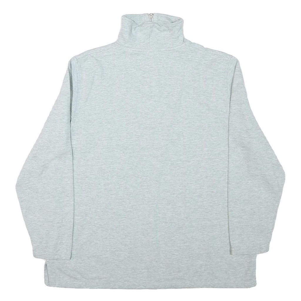 Womens Grey Cotton Blend Sweatshirt High Neck S Embroidered Design Pullover